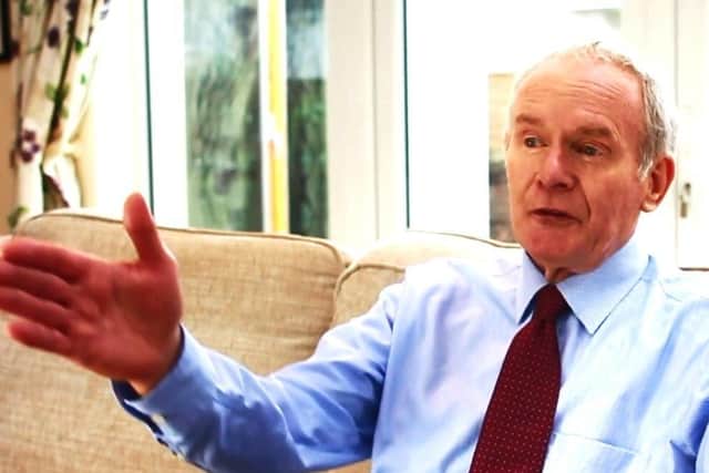 The former IRA terrorist commander and Sinn Fein deputy first minister Martin McGuinness, as seen in a "sickeningly romanticised" TG4 documentary about him in January 2021