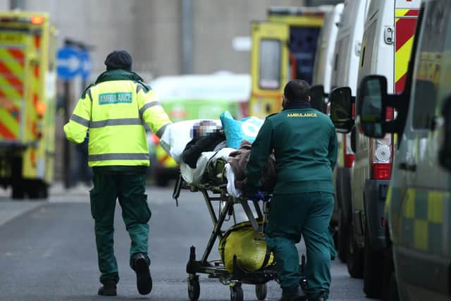 A patient being taken into the Emergency Department