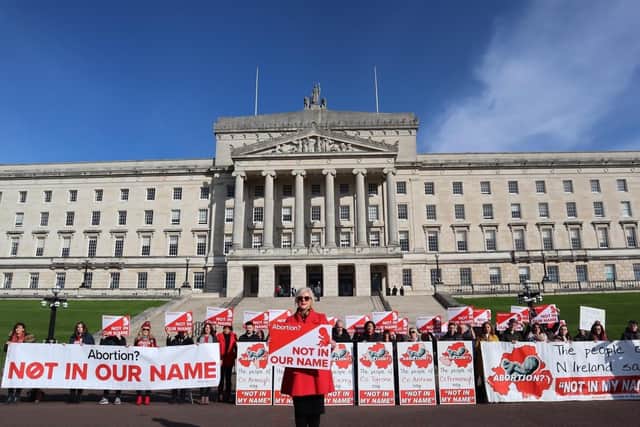 Precious Life take part in an anti-abortion protest at Stormont