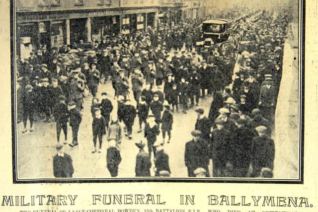 Military Funeral in Ballymena of Lance Corporal Bowden.  April 3, 1915