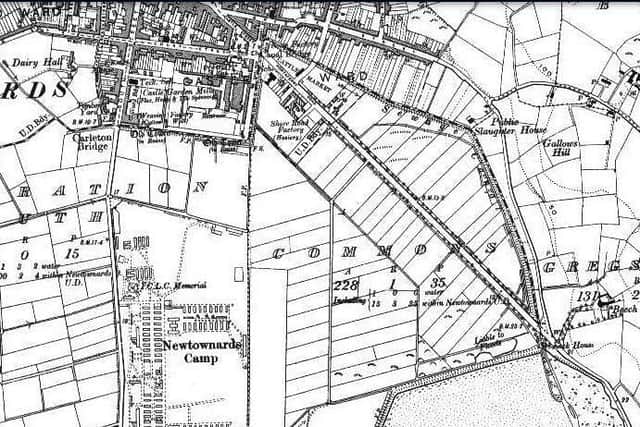 Newtownards Army Camp and Memorial, Bottom mid-Left, on Old Ordnance Survey Map