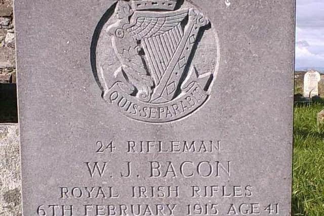 Rifleman William James Bacon's Gravestone, Ballywillan Cemetery