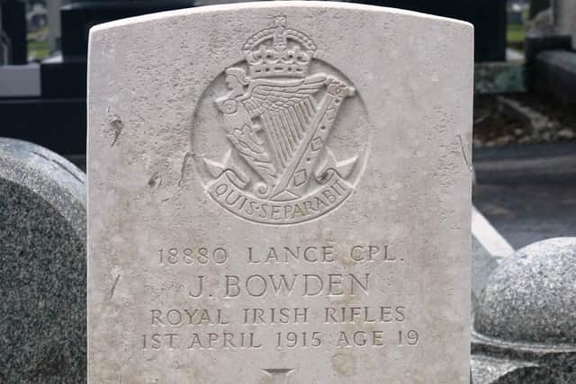Lance-Corporal John Bowden's Gravestone, Ballymena New Cemetery