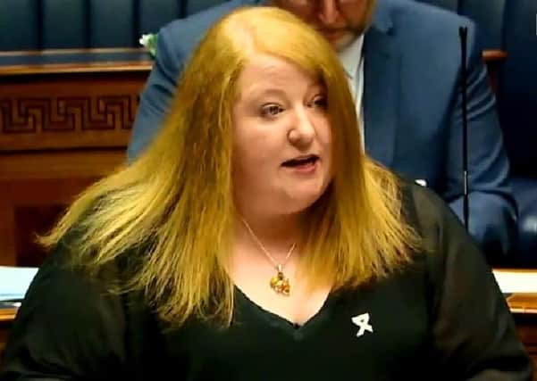 Naomi Long speaking in the Assembly last year in favour of the bill