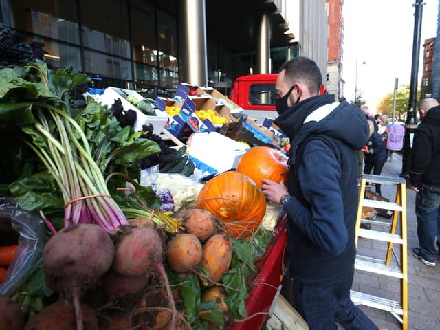 Shopping for food at a local Belfast greengrocer