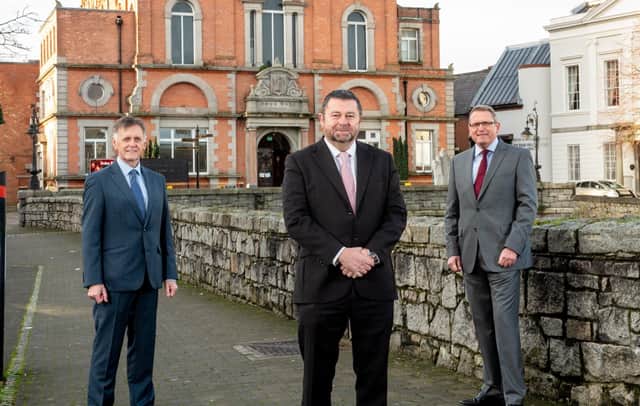 Mark Bleakney, Southern Regional Manager, Invest NI with Maurice Healy, CEO of Glantus and Derek Andrews, Head of International Investment, Invest NI