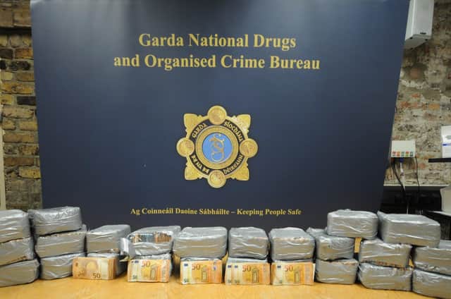 Garda handout photo of more than one million euro in cash that was found hidden in a vehicle during a Garda search operation.