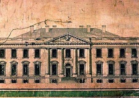 Drawing of North Side of the White House by James Hoban. Circa 1793