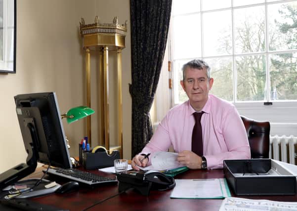PACEMAKER PRESS BELFAST
18/2/2020
Edwin Poots, Minister for Agriculture, environment and rural affairs, photographed in his office at Stormont Buildings. 
Photo by Laura Davison/Pacemaker Press