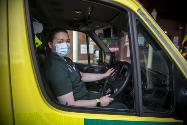 Student EMT Ruth Corscadden during her shift for the Northern Ireland Ambulance Service covering the Northern Trust's Hospitals. Picture date: Monday January 18, 2021.