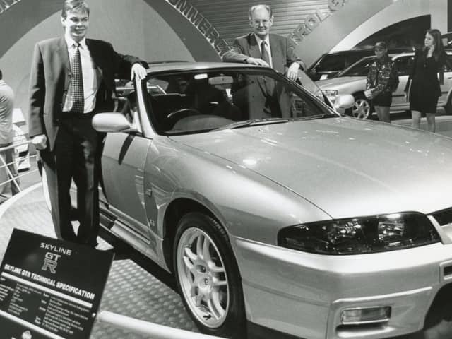 Pictured at the Ulster Motor Show at the King's Hall, Belfast, in 1998 are Brian Hutchinson and Walter Glass of Roadside Lurgan at the Nissan stand at the show. Picture: Portadown Times archives