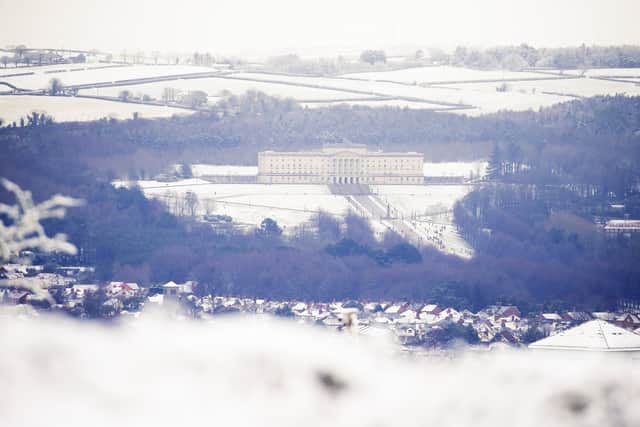Stormont covered in snow as seen from the Castlereigh Hills in east Belfast. 

Picture by Jonathan Porter/PressEye