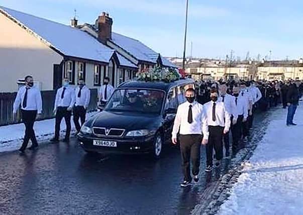Funeral of Eamonn McCourt in Londonderry on Monday. (Photo: Pacemaker)