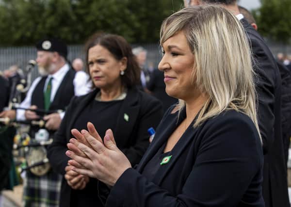 Deputy First Minister Michelle O'Neill during the funeral of Bobby Storey last June