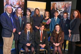 Representatives of Causeway Coast and Glens Borough Council and Young Enterprise NI pictured with participants in 2019’s Digital Youth Conference. Please note this image was taken prior to the introduction of Covid-19 restrictions and guidelines.