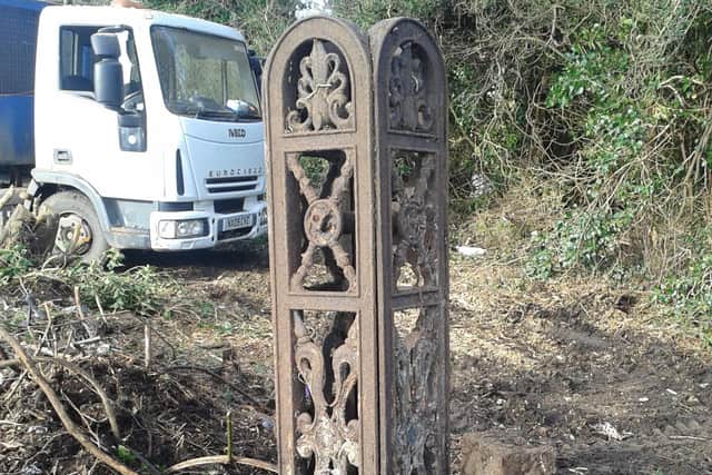 The gate post was unearthed in the Ypres Park area.