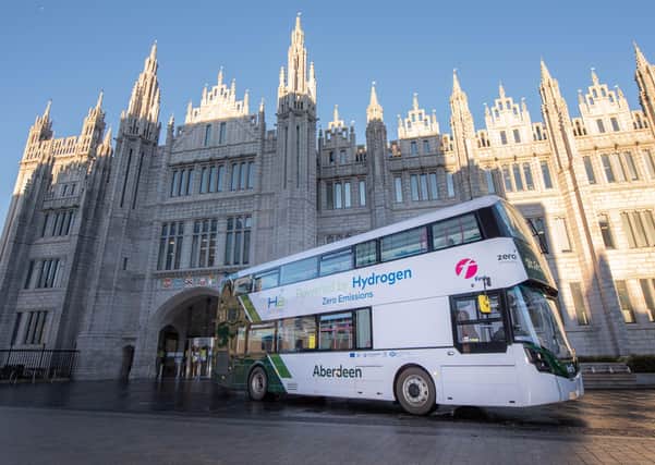 The launch of the world's first hydrogen double deckers starting their service routes in Aberdeen. Picture:  Abermedia/Michal Wachucik