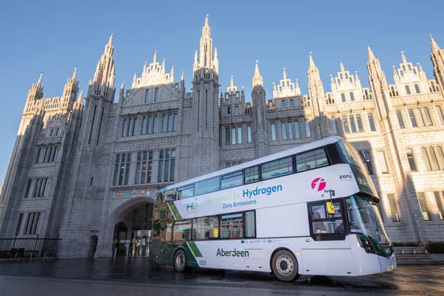 First hydrogen double decker buses starting their service routes in Aberdeen.
Picture by Abermedia / Michal Wachucik