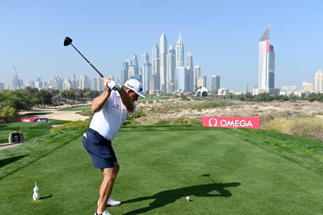 Graeme McDowell 
of Northern Ireland during the pro-am event prior to the Omega Dubai Desert Classic at Emirates Golf Club. (Photo by Ross Kinnaird/Getty Images).