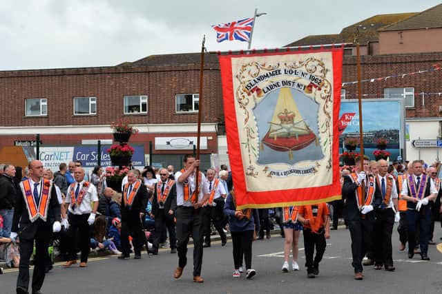 Brethren taking part in a previous Twelfth parade in Larne. INLT 25-004-PSB