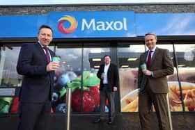 Brian Donaldson, CEO of Maxol Group, Stephen Culberston, Licensee of Maxol Townparks Service Station and Kevin Paterson, Retail Manager NI at Maxol Group