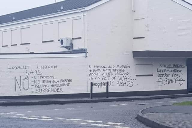 Graffiti appeared in Mourneview in Lurgan.