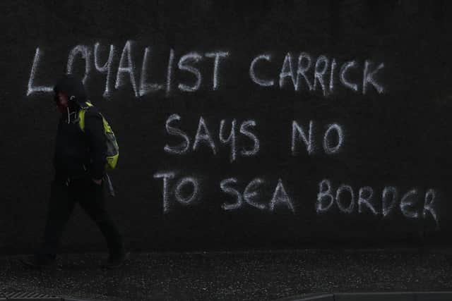 Graffiti on the A2 outside Carrickfergus.
