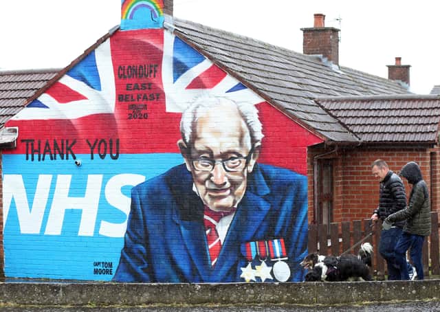 A mural in Clonduff estate, East Belfast of Captain Tom Moore, the British Army veteran who raised £30 million for the NHS during Covid. Ruth Dudley Edwards writes: "Few people did not admire this courageous old man, but you can always rely on Sinn Fein to be mean-spirited". Picture Pacemaker