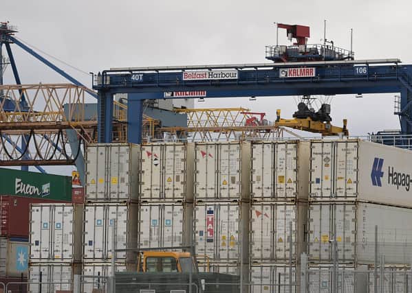 Despite his government spending £50m to build ‘border control posts’ at Belfast, Larne and Warrenpoint ports, Brandon Lewis says there is no border. Photo: Charles McQuillan/Getty