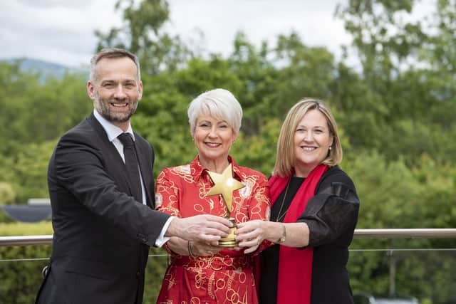 Seamus McCorry, Virgin Media, Pamela Ballantine, Awards host and Roseann Kelly, Women in Business Chief Executive at the launch of the 2019 Women in Business Awards