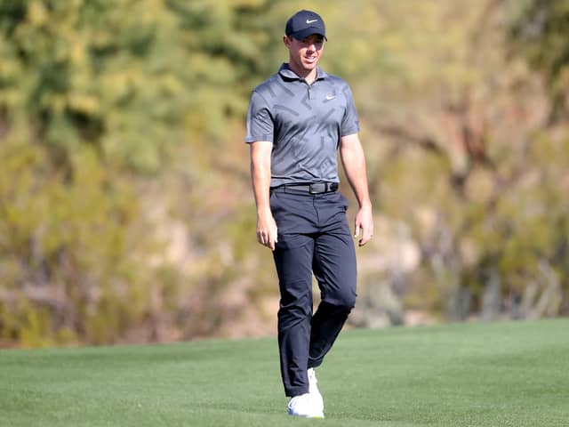 Rory McIlroy of Northern Ireland walks along the second hole during the first round of the Waste Management Phoenix Open at TPC Scottsdale in Scottsdale, Arizona. (Photo by Abbie Parr/Getty Images)