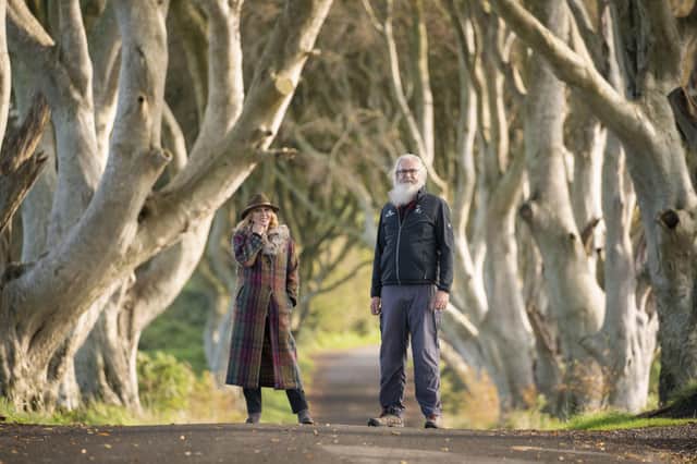Joanna Lumley visits the “Dark Hedges” in County Antrim made famous in Game of Thrones and where she meets local guide and stand in actor in the series Flip Robinson