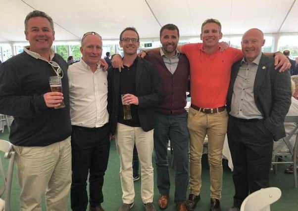 A reunion of Irish internationals, from left, Derek Heasley, Allan Rutherford, Andy Patterson, Kyle McCallan, Mark Patterson, Neil Doak