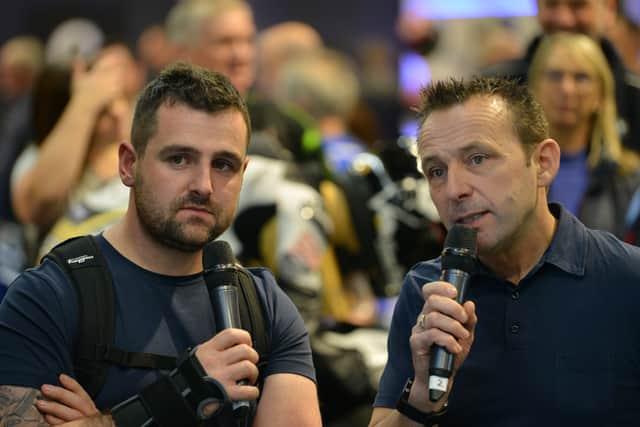 Michael Dunlop with Steve Plater at Motorcycle Live in 2019.