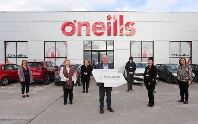 Pictured are Kieran Kennedy, Managing Director of O'Neills with staff members Christine O'Donnell, Arlene Donaghey, Patricia Cairns, Ronan McSorley, Wendy McChrystal and Mary Flanagan