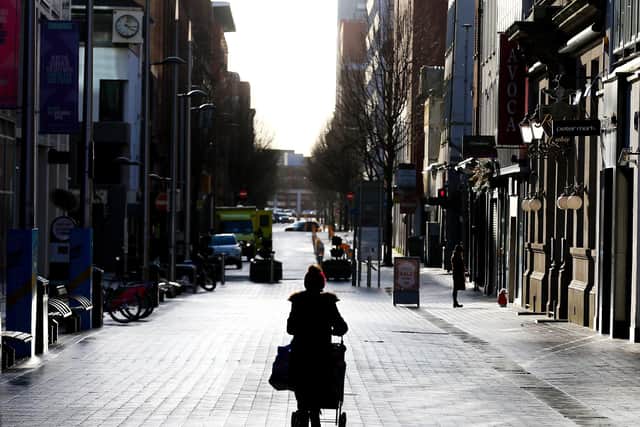 Belfast City Centre under lockdown in January. 

Picture by Jonathan Porter/PressEye