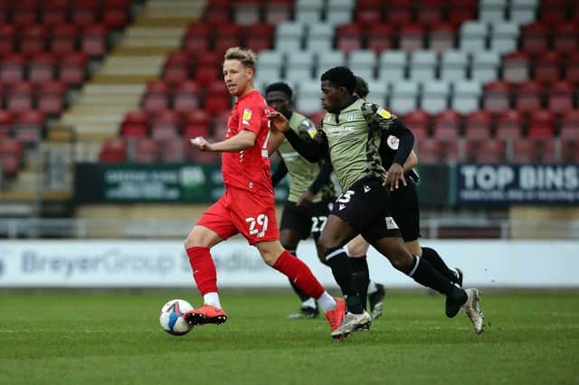 Adam Thompson playing against Colchester United. Credit Leyton Orient Football Club