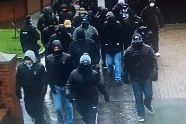 Three men have appeared in court over the incident in east Belfast last month