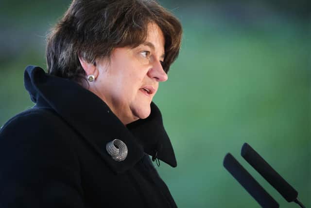 First Minister Arlene Foster pictured during a Covid-19 media briefing on Thursday evening. (Photo: PA Wire)