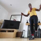 Cuthbert Tura Arutura teaches his Irish sean nos dance class via zoom at his Home in Ballygowan, Co Down. The Black Lives Matter campaigner, who is originally from Zimbabwe, is spending lockdown teaching online Irish dance classes