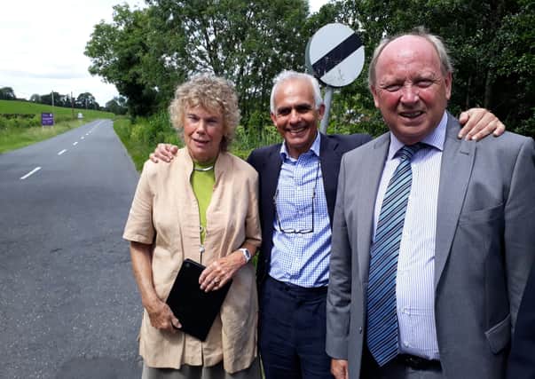 The people in the legal action against the Irish Sea border, seen in August 2019 on the Republic of Ireland side of the Monaghan-Fermanagh land border. From left Kate Hoey, then Labour MP, Ben Habib, then Brexit Party MEP, and Jim Allister MLA