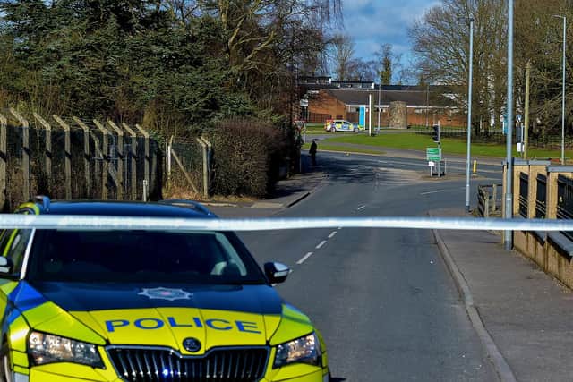 Police cordon near the fatal road traffic accident scene on the Glenshane Road on Monday morning. Photo: George Sweeney / Derry Journal.  DER2108GS – 019
