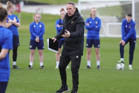 Northern Ireland women's manager Kenny Shiels during Monday's training session at St George's Park ahead of facing England. Pic by PressEye Ltd.