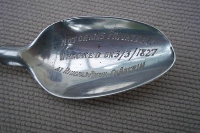 Detail of the historic spoon from the wreck of the Enterprise.