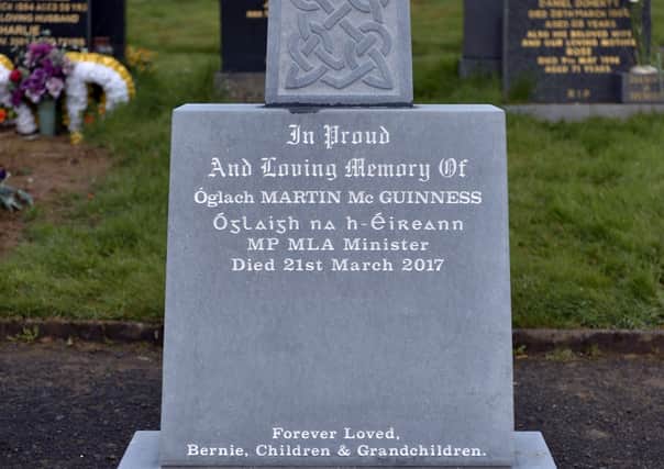 Headstone on the grave of former Provisional IRA leader and Northern Ireland deputy First Minister Martin McGuinness
