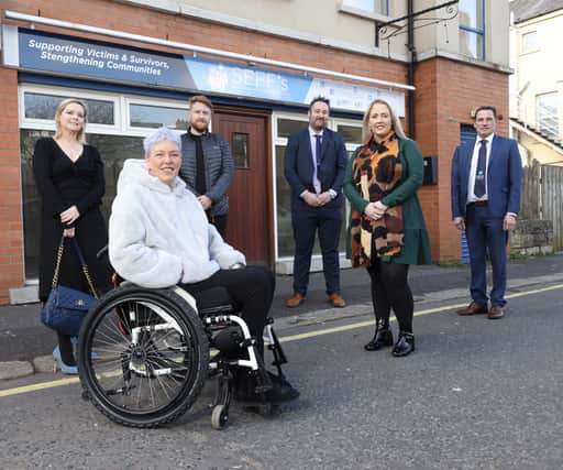 Pictured at the opening of the new SEFF office in Lisburn are (L-R)  Laura Burns, Andrea Brown, Louie Johnston, Kenny Donaldson, Joanne Dorrian and Peter Murtagh. 
Picture: Stephen Davison/Pacemaker