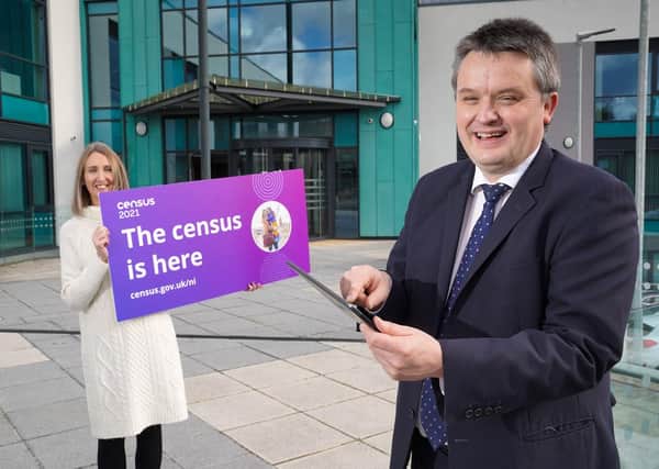 Dr David Marshall and Louise Clarke from NISRA launching the Census campaign in Belfast