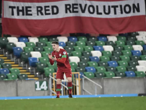 Thomas Maguire in action for Cliftonville