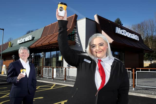 At the McDonald’s McKinstry Road restaurant are Franchisee John McCollum and Naomi Hodges, McDonald’s Employee of the Year 2020 for Northern Ireland and the Republic of Ireland
