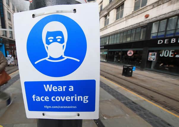 A sign advising on wearing face coverings